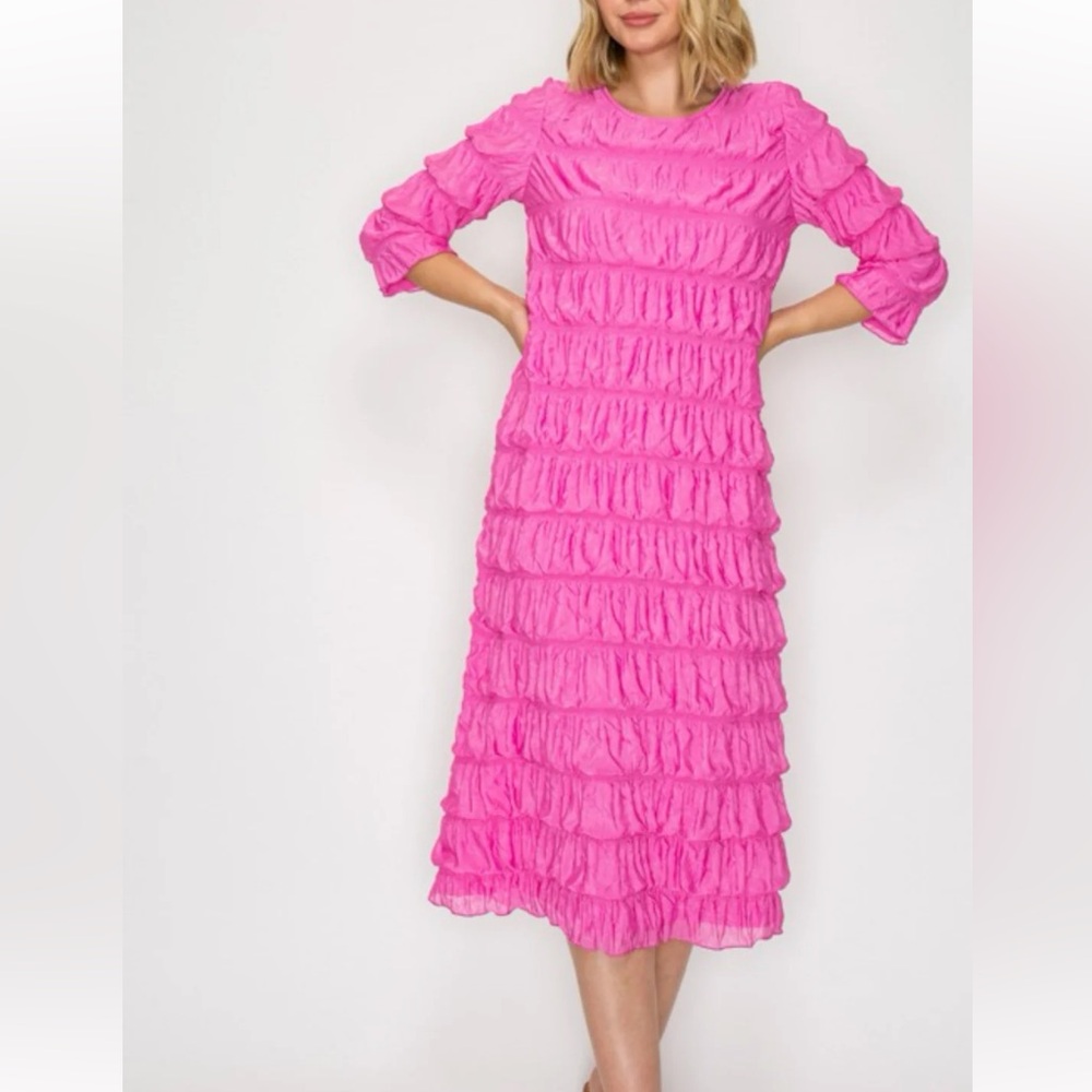 Anastasia pink bubble midi dress